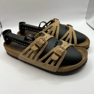 Birkenstock Womens Granada Slide Sandals Brown Leather Buckle Size 37 Womens 7.5